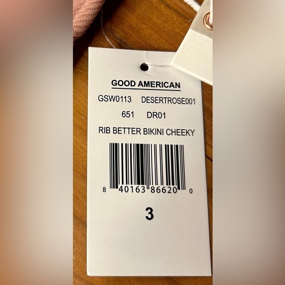 NWT Good American ‘Rib Better Bikini Cheeky’ Bottom in Desert Rose, Size Large - Picture 11 of 15